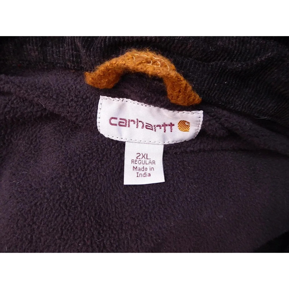 Carhartt Men's 2XL Brown Cotton Fleece Lined Zip Front Jacket 104074 213